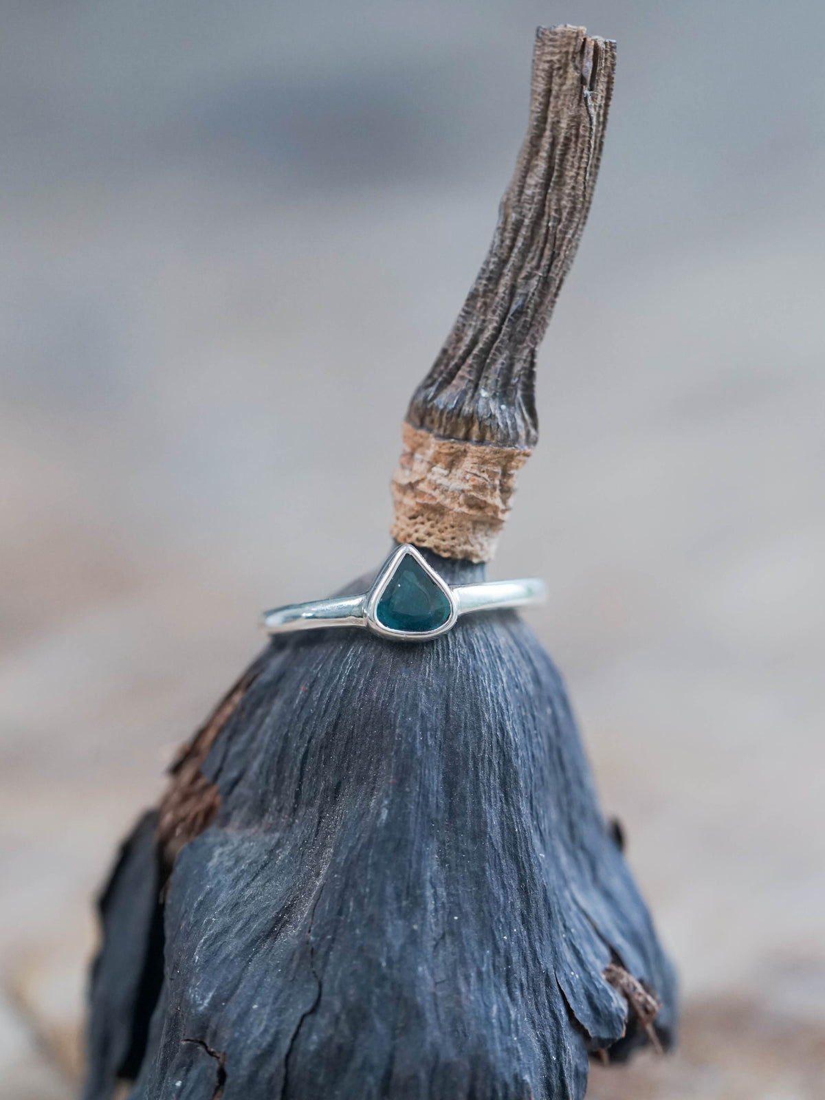 Blue Diamond Slice Ring in Silver
