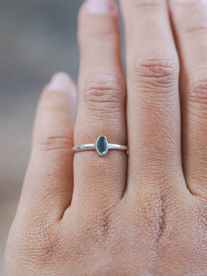 Blue Diamond Slice Ring in Silver