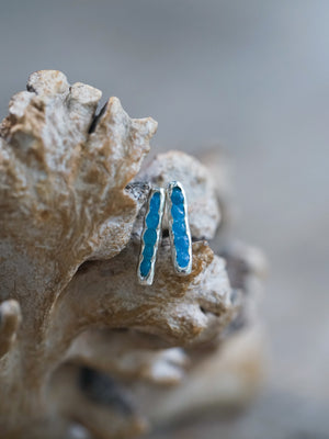 Blue Hauyne Earrings with Hidden Gems