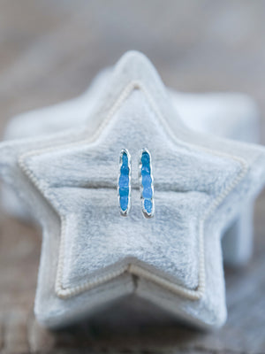 Blue Hauyne Earrings with Hidden Gems