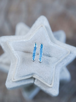 Blue Hauyne Earrings with Hidden Gems