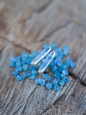 Blue Hauyne Earrings with Hidden Gems