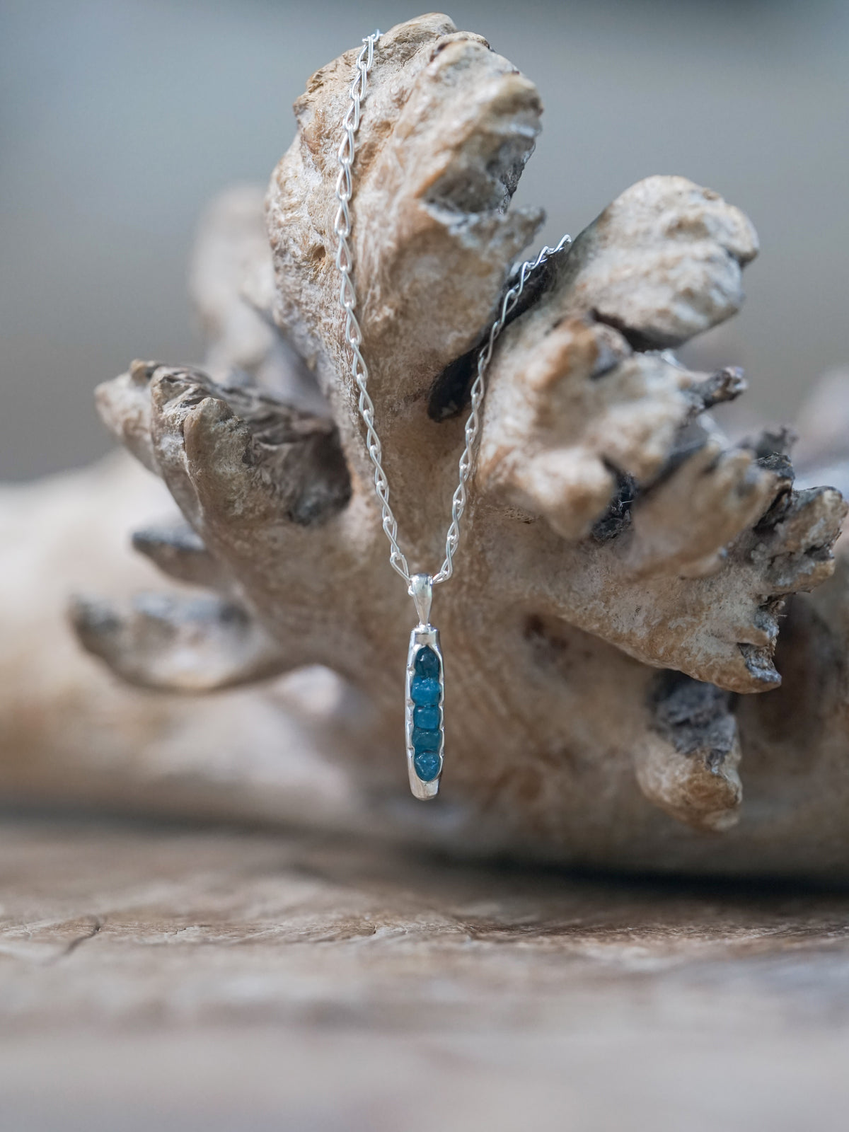 Blue Hauyne Necklace with Hidden Gems