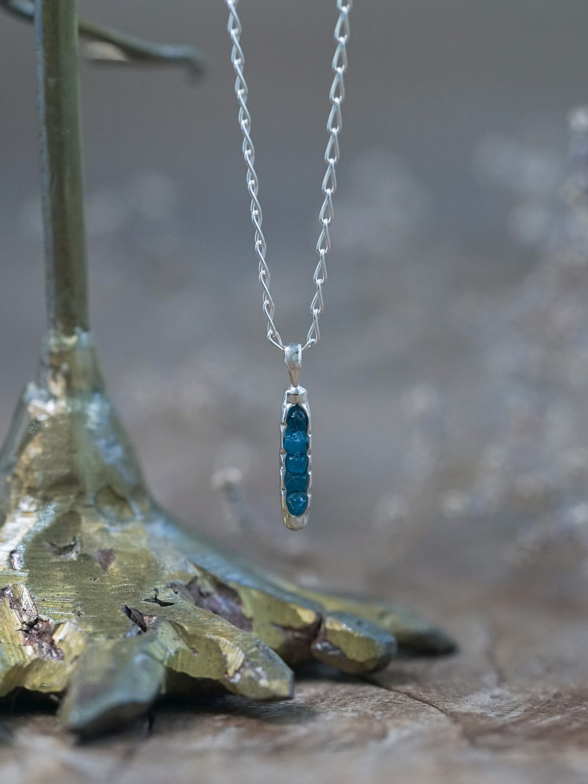 Blue Hauyne Necklace with Hidden Gems