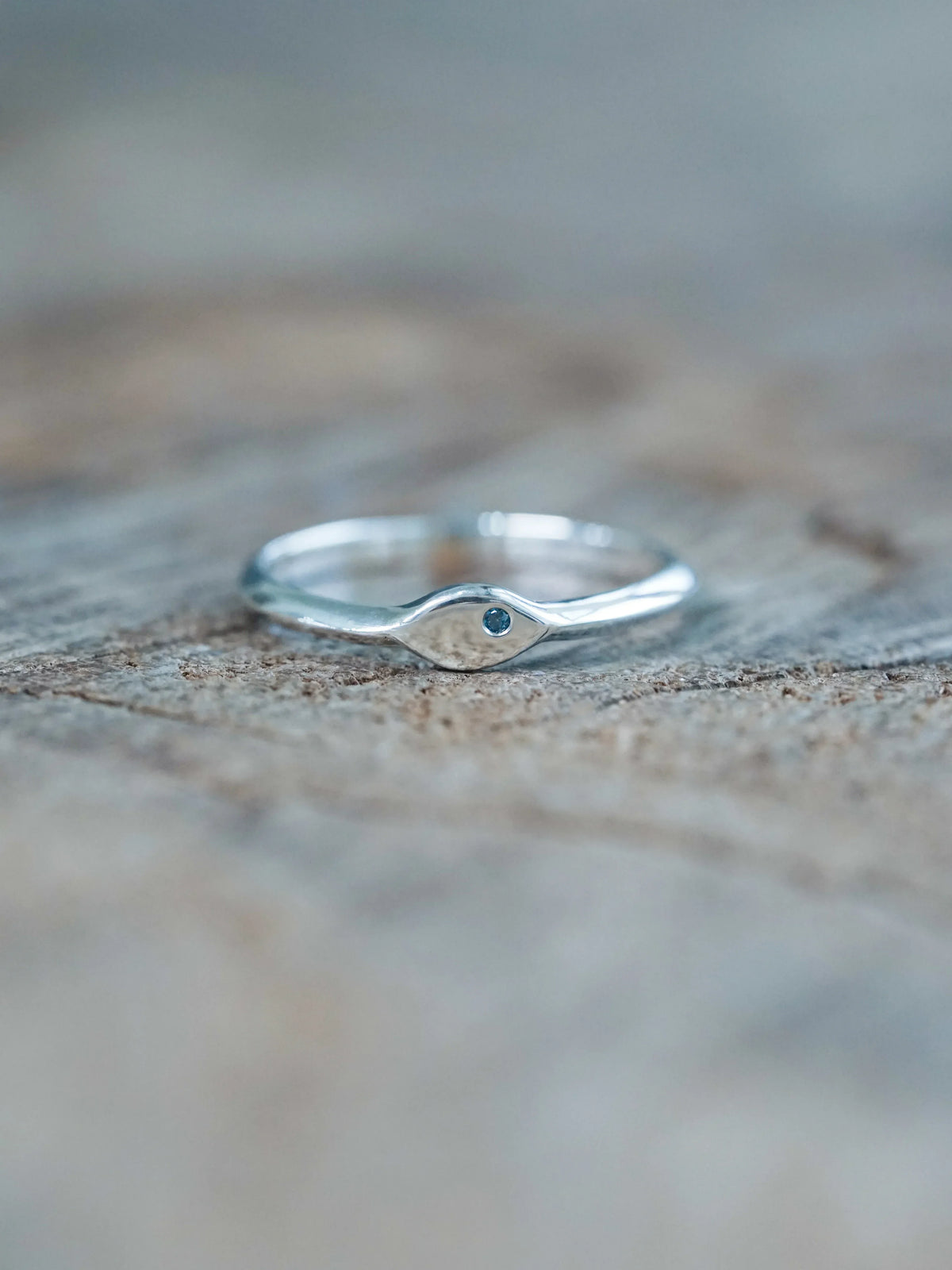 Blue Diamond Signet Ring in Silver