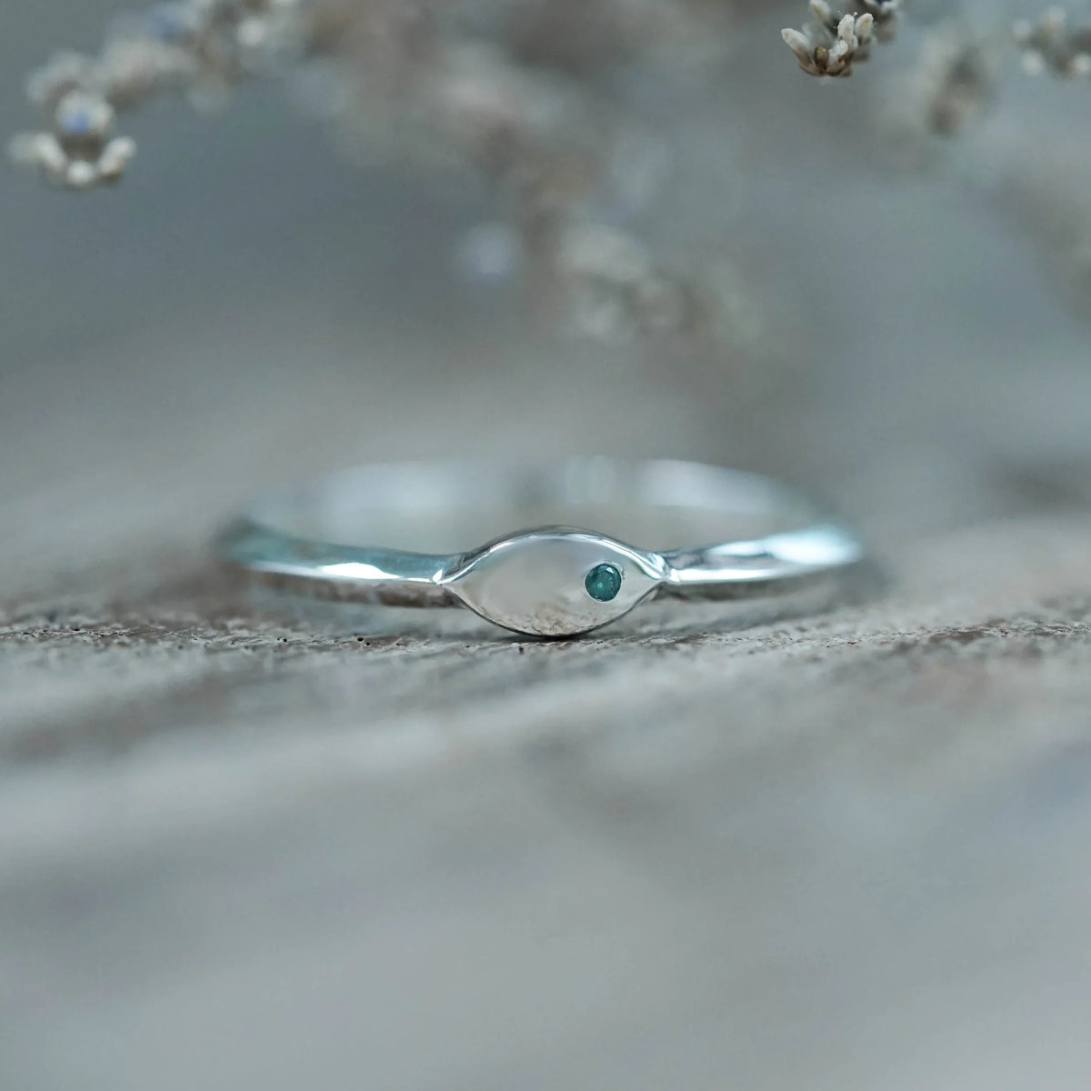 Blue Diamond Signet Ring in Sterling Silver