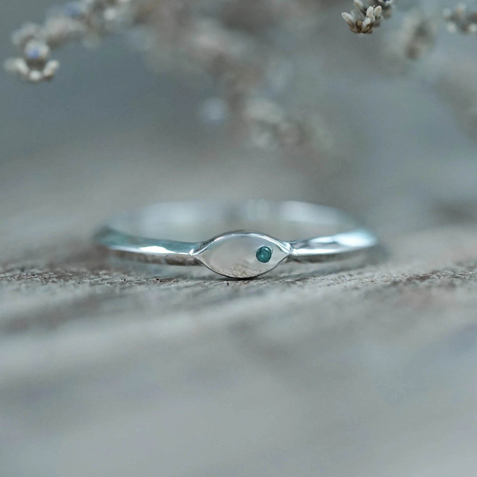Blue Diamond Signet Ring in Sterling Silver