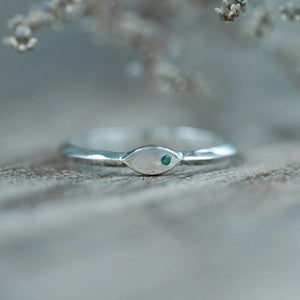 Blue Diamond Signet Ring in Sterling Silver