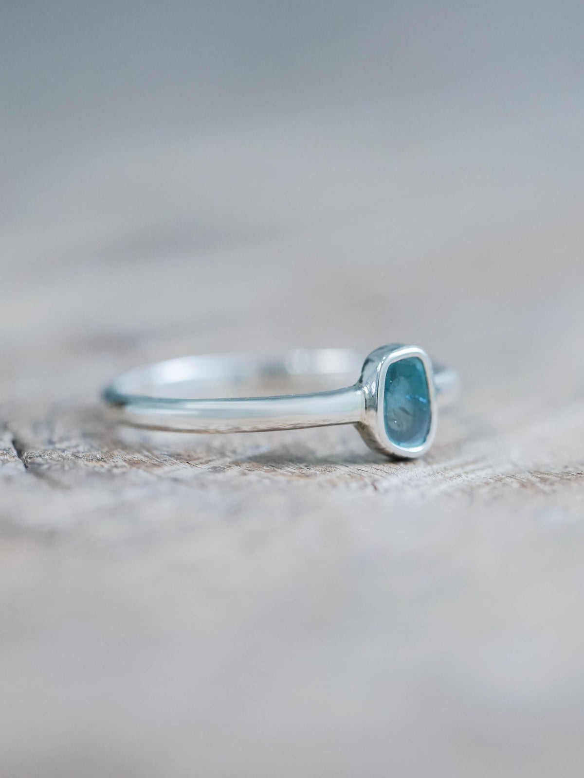Blue Diamond Slice Ring in Recycled Sterling Silver