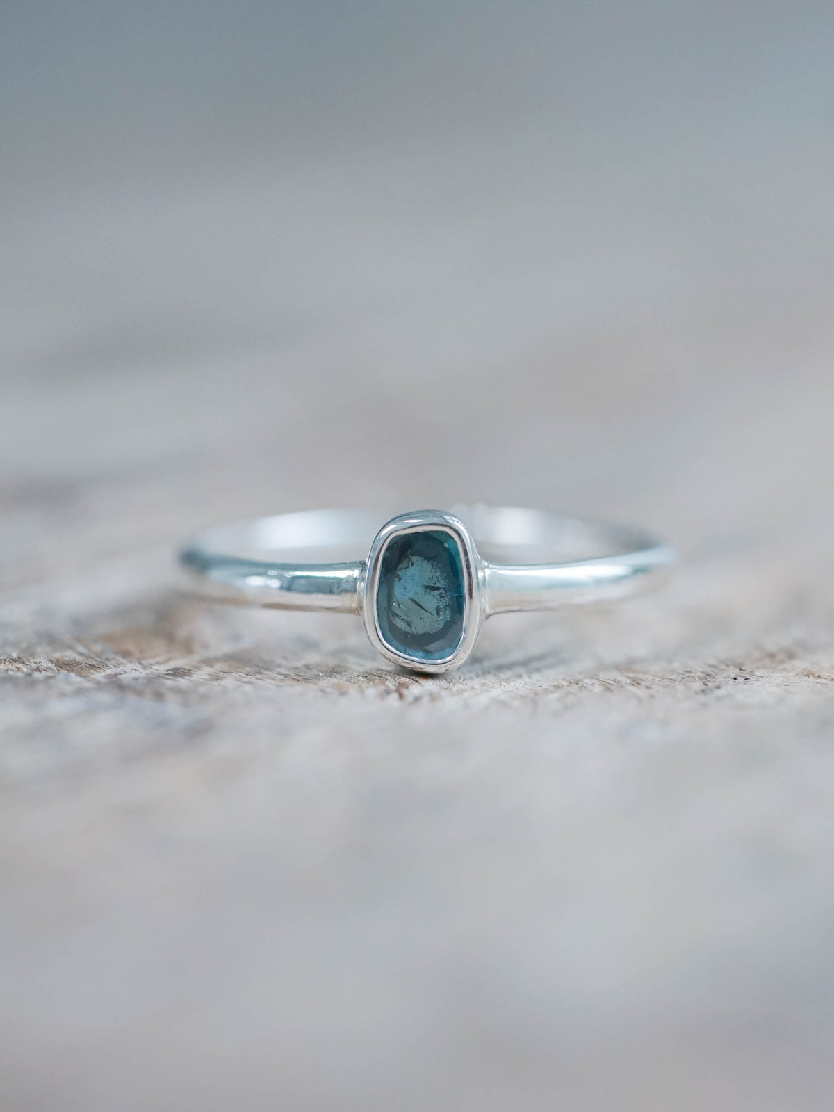 Blue Diamond Slice Ring in Silver