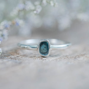 Blue Diamond Slice Ring in Sterling Silver