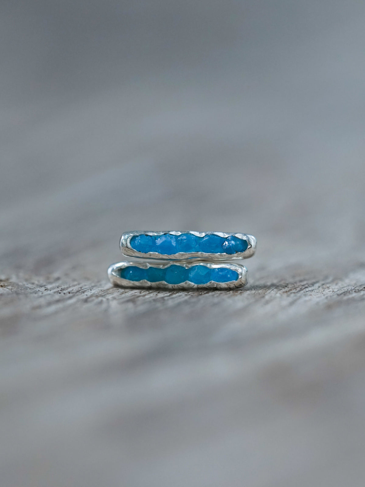 Blue Hauyne Earrings with Hidden Gems in sterling silver