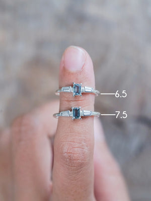 Blue Sapphire and Zircon Rings in Sterling Silver