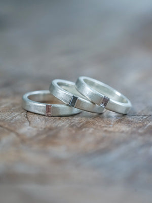 Blue and Pink Sapphire Rift Ring in silver