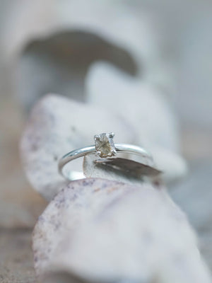 Brown Polki Diamond Ring with Prongs in Silver