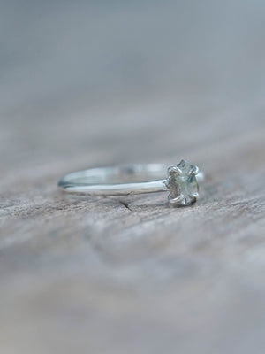 Brown Polki Diamond Ring with Prongs in Silver