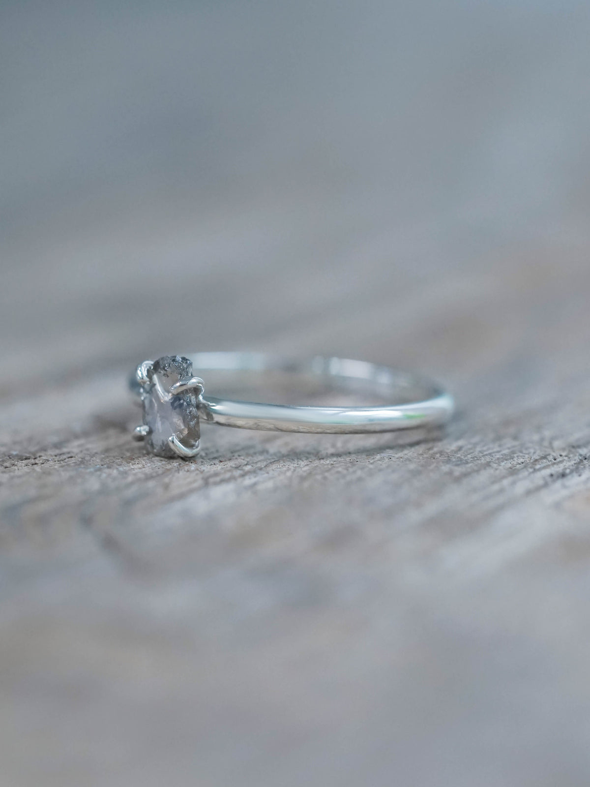 Brown Polki Diamond Ring with Prongs in Silver