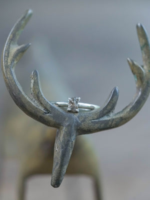 Brown Polki Diamond Ring with Prongs in Silver
