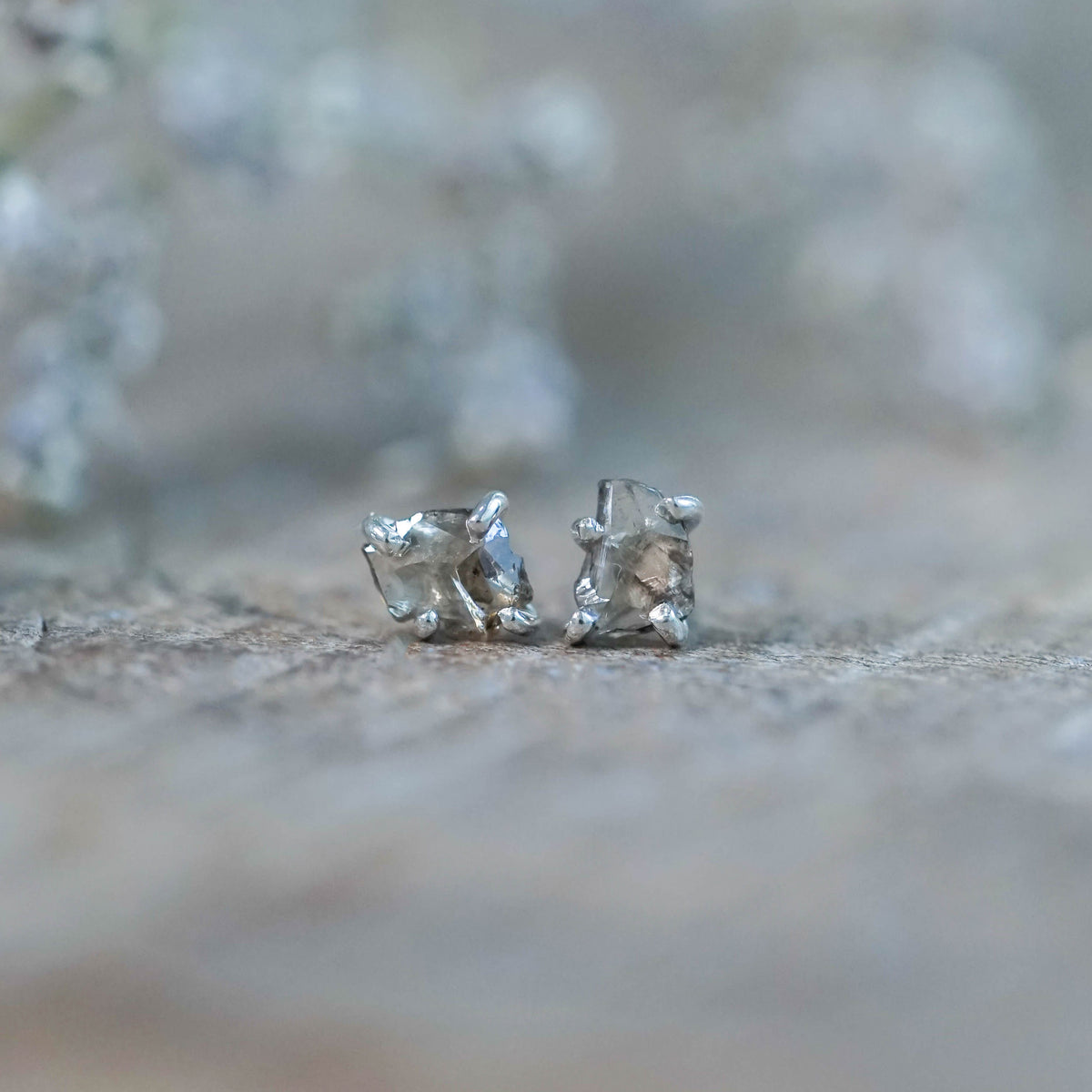 Brown Diamond Earrings in Sterling Silver