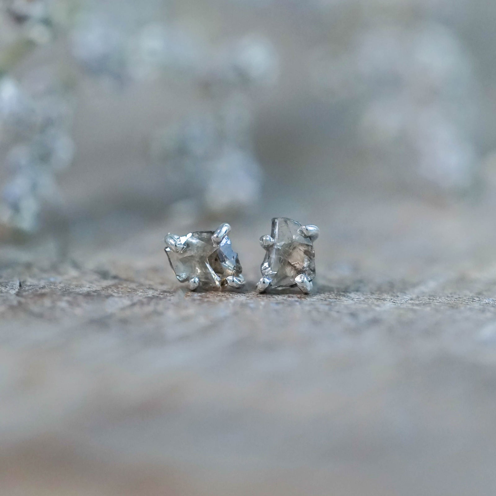 Brown Diamond Earrings in Sterling Silver