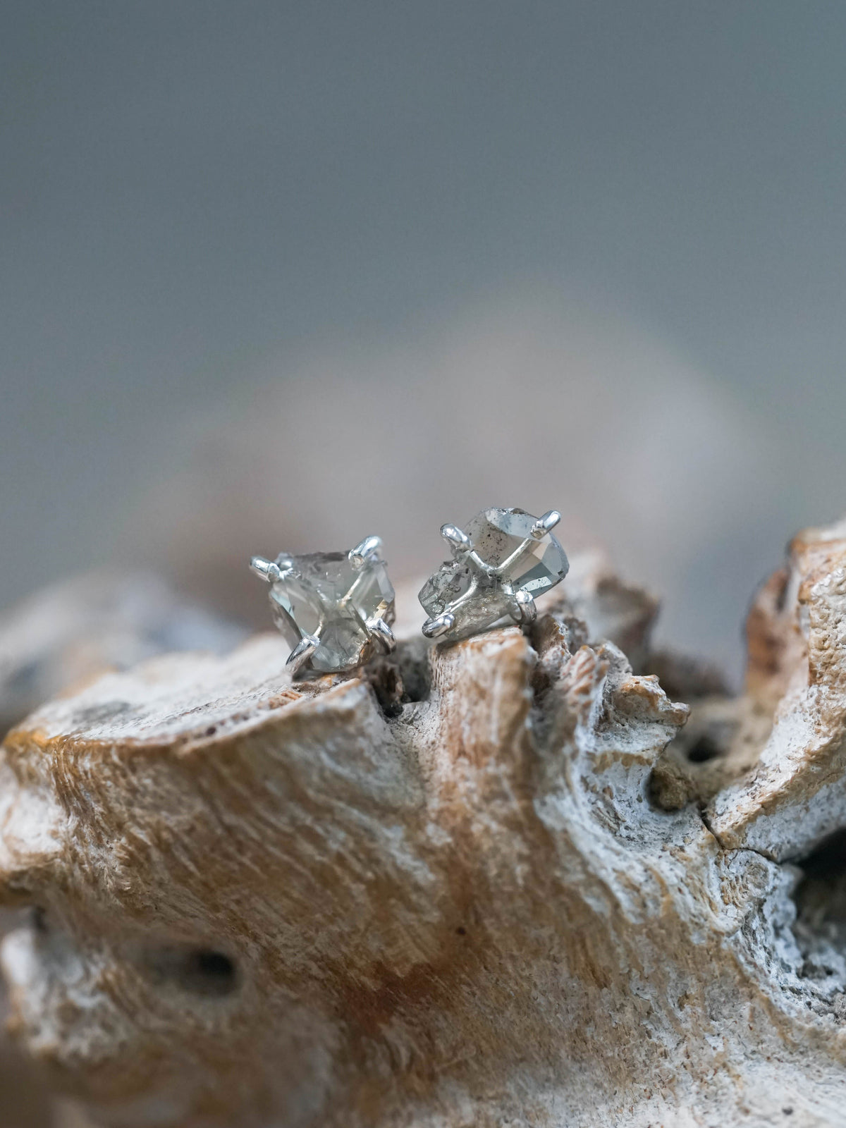 Brown Diamond Stud Earrings in Recycled Sterling Silver