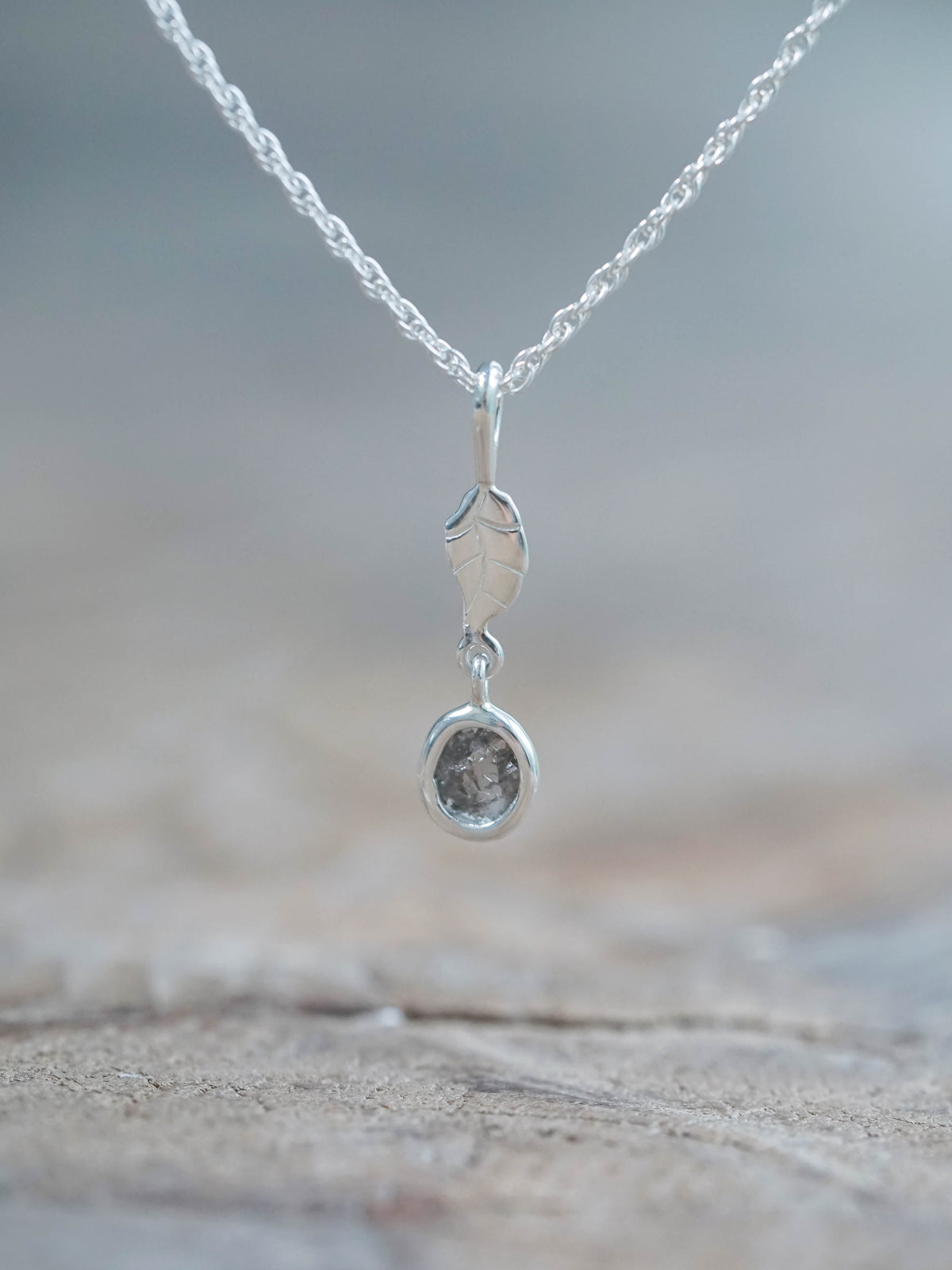 Brown Polki Diamond Leaf Necklace in Silver