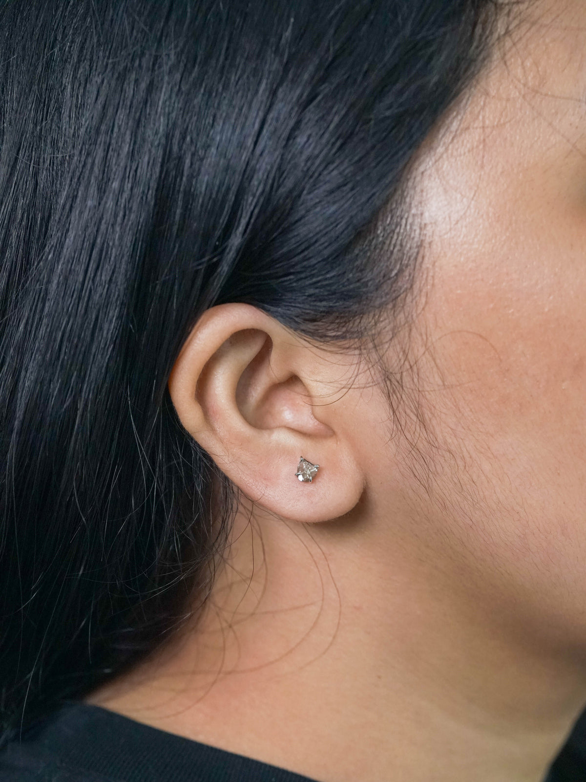 Brown Polki Diamond Stud Earrings in Recycled Sterling Silver