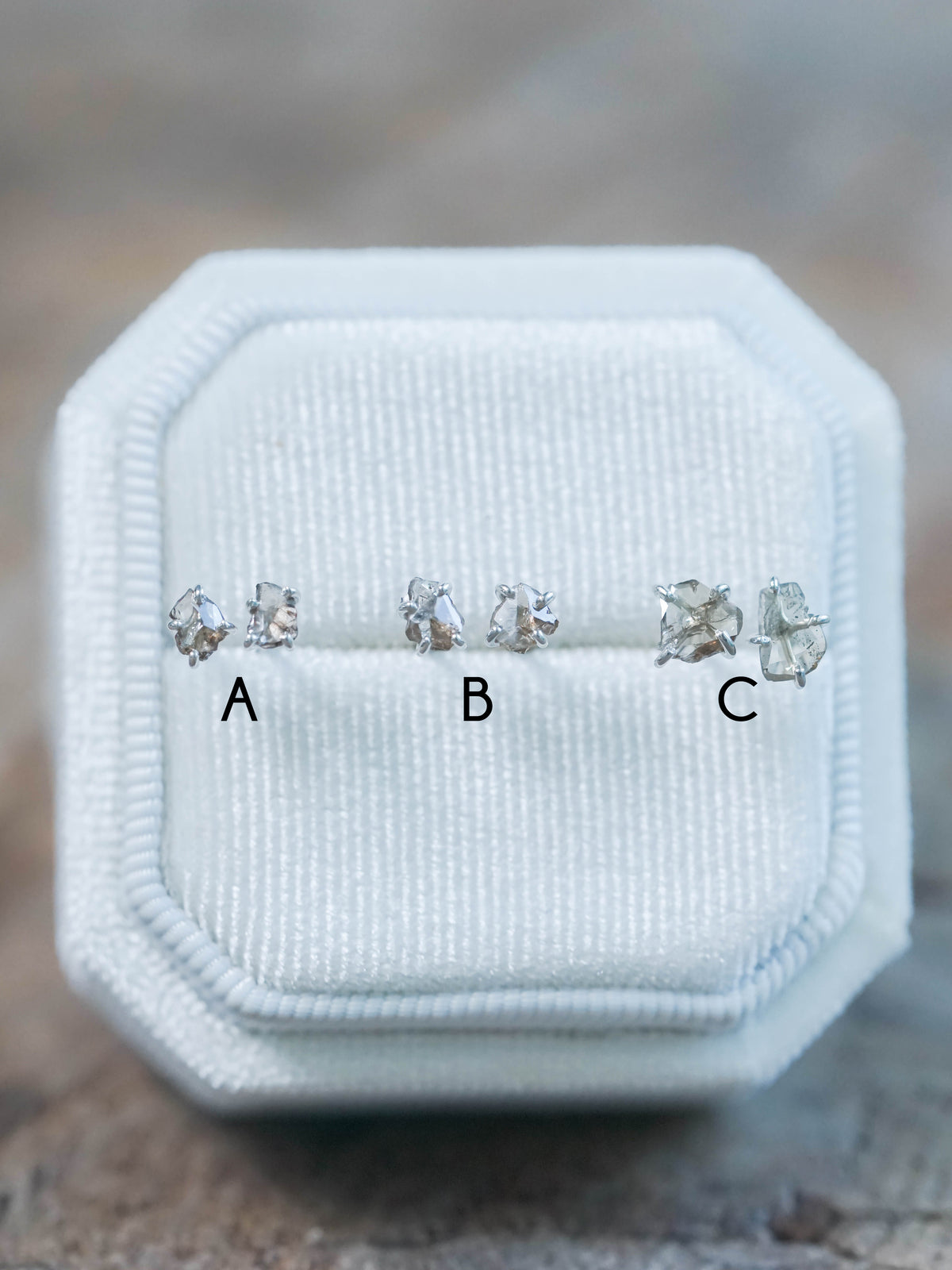 Brown Polki Diamond Stud Earrings in Silver