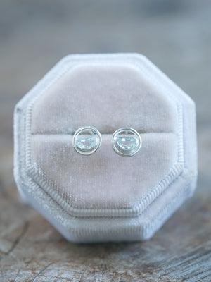 Circle Aquamarine Stud Earrings