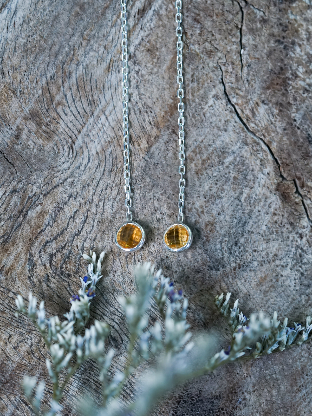 Citrine Ear Threaders - Gardens of the Sun | Ethical Jewelry