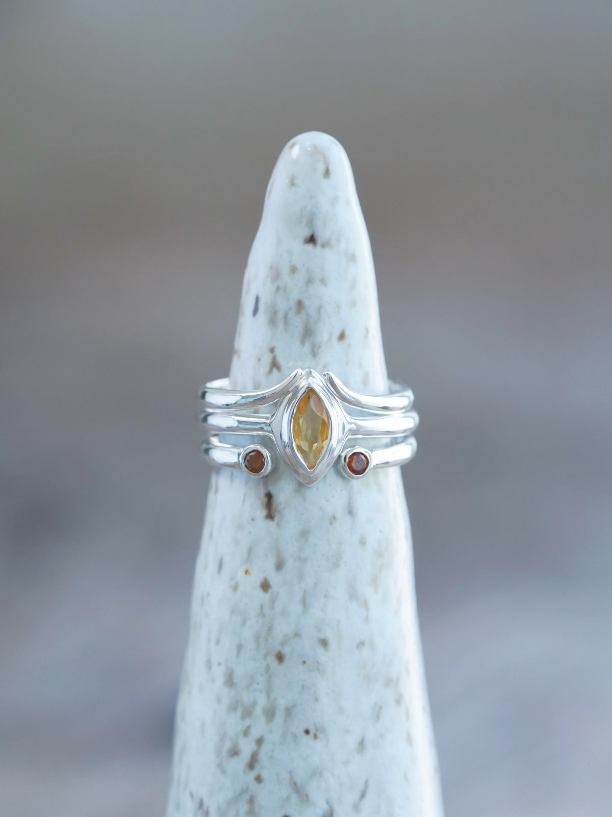 Citrine and Garnet Ring Set