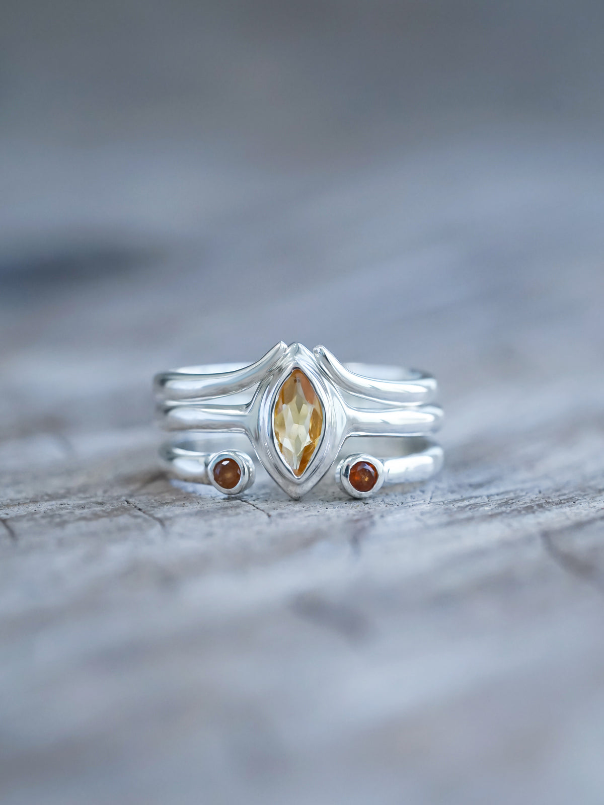 Citrine and Garnet Ring Set in sterling silver