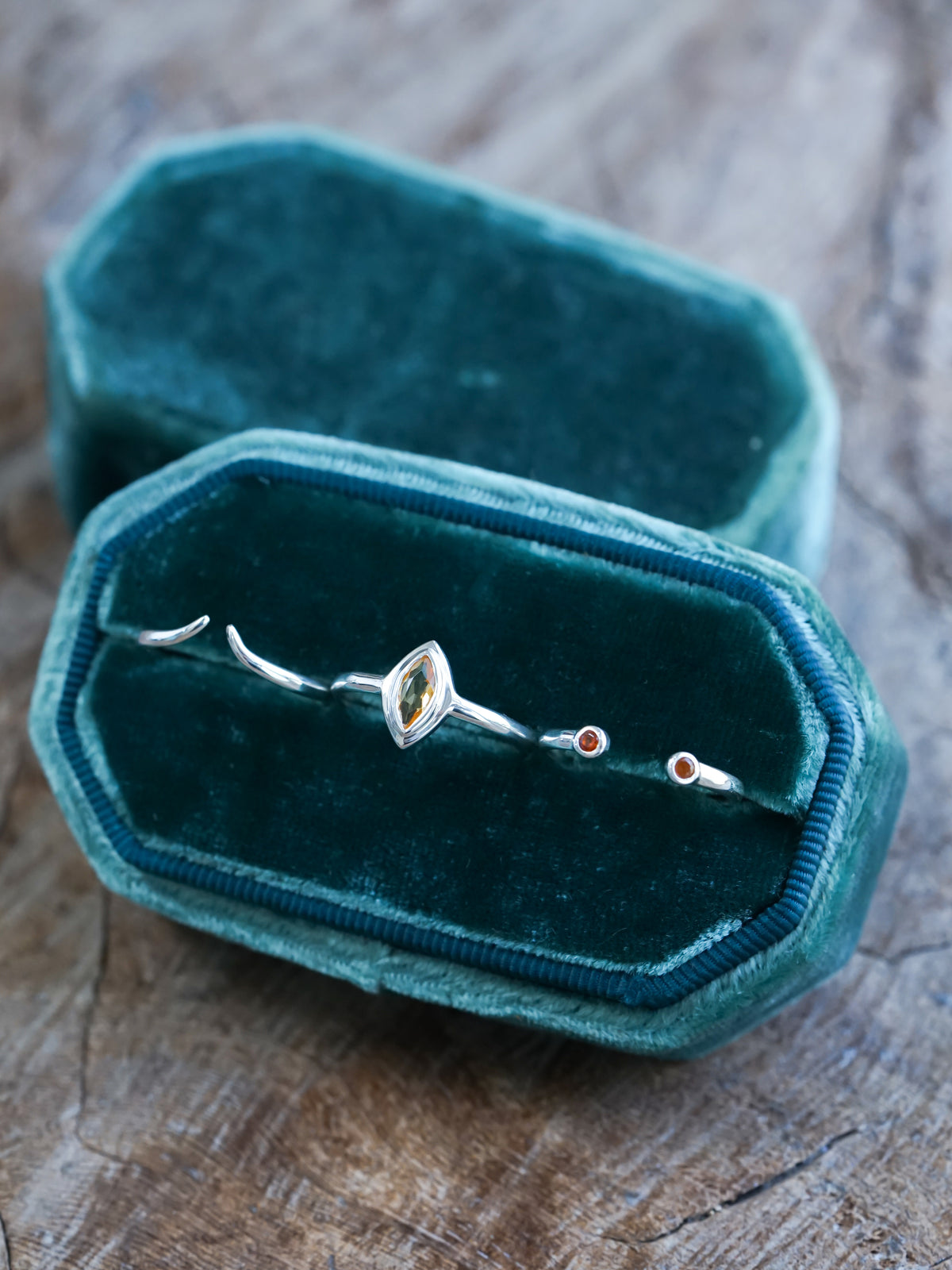 Citrine and Garnet Ring Set