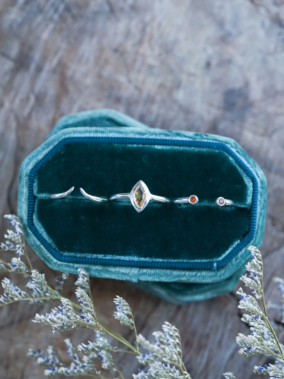 Citrine and Garnet Ring Set