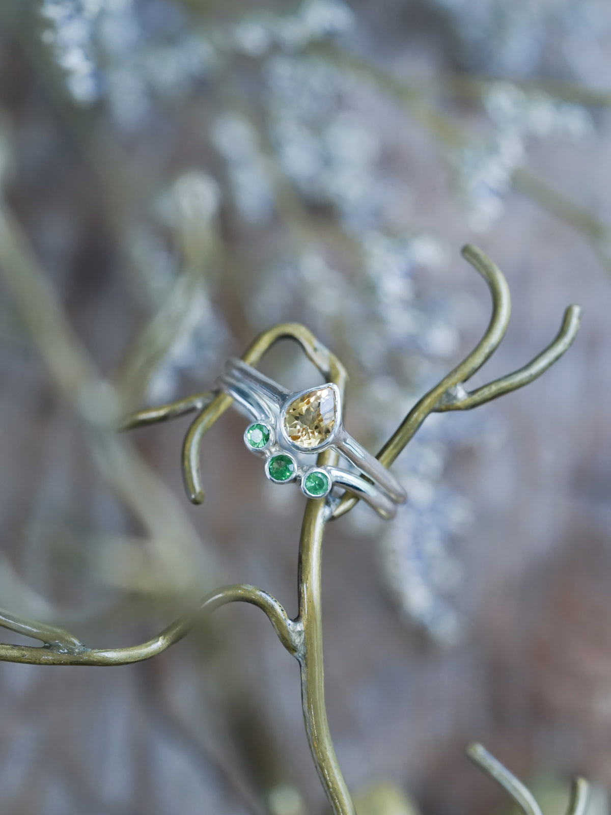 Citrine and Green Garnet Ring Set - Gardens of the Sun | Ethical Jewelry