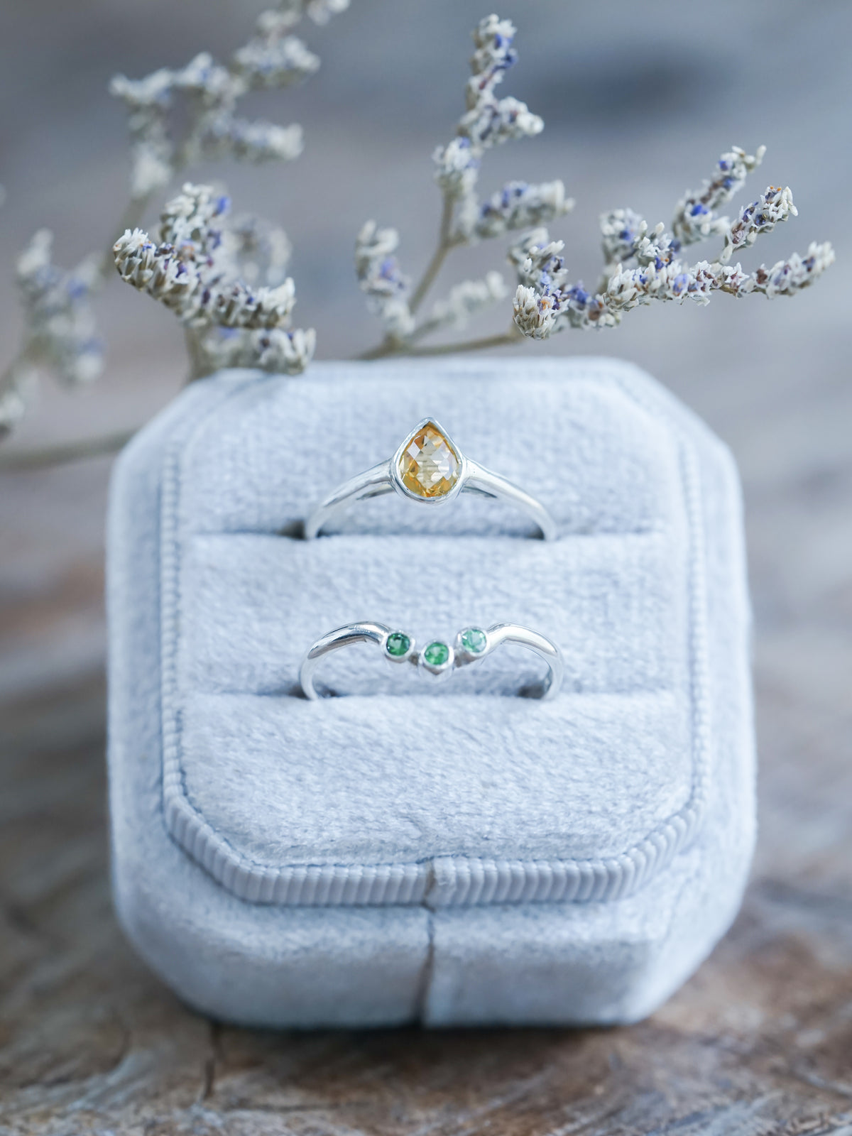 Citrine and Green Garnet Ring Set - Gardens of the Sun | Ethical Jewelry