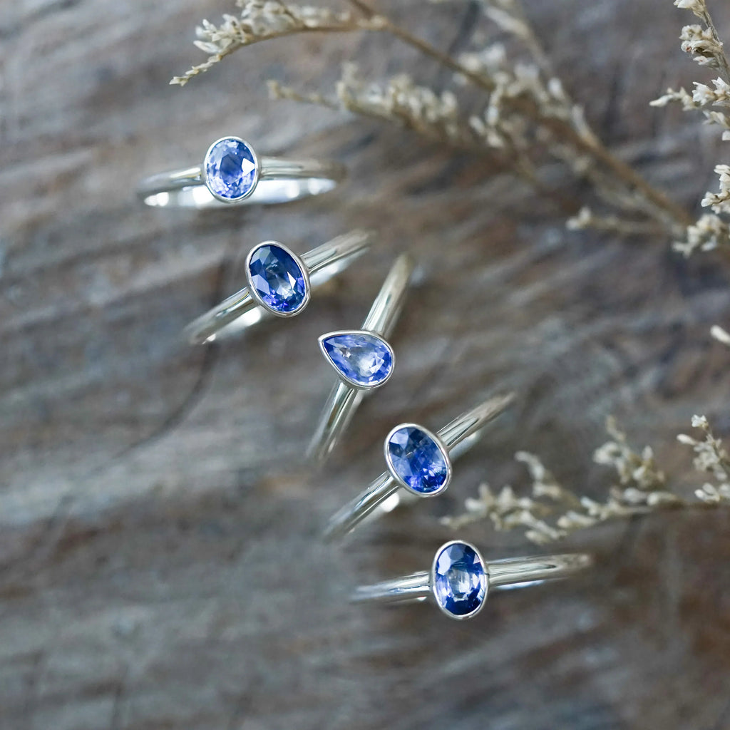 Cornflower Blue Sapphire Rings in Silver