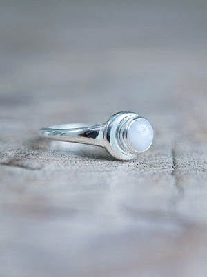 Crescent Opal Moon Ring - size 6