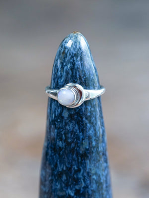 Crescent Opal Moon Ring - size 6