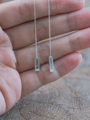 Crystal Aquamarine Threader Earrings