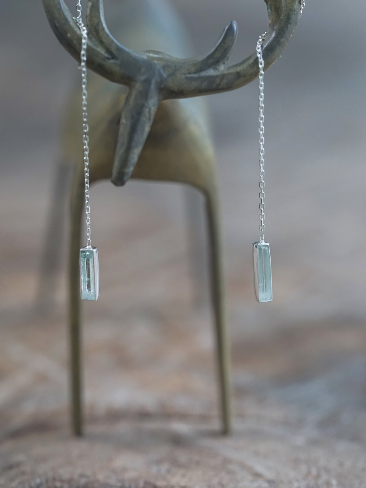 Crystal Aquamarine Threader Earrings
