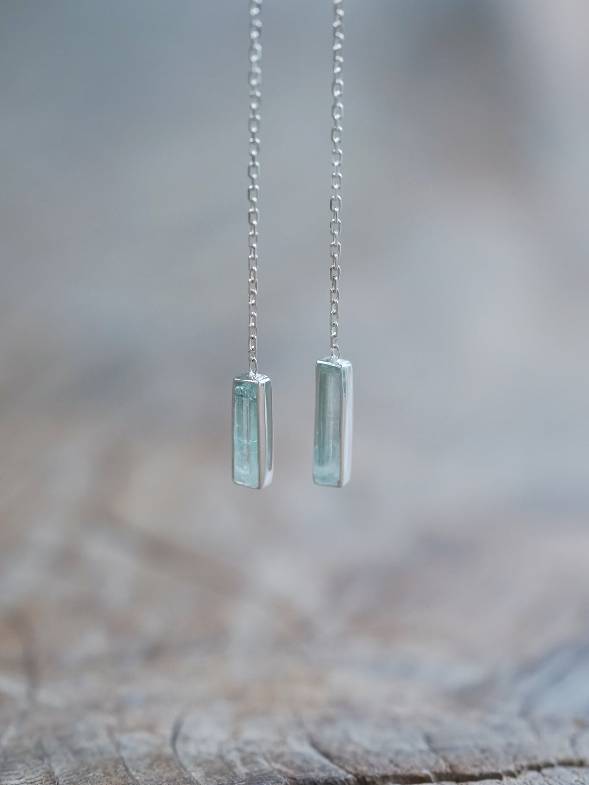 Crystal Aquamarine Threader Earrings