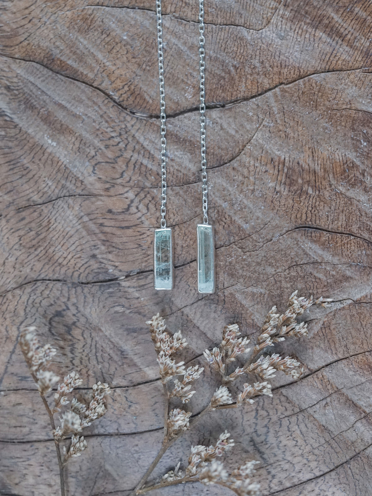 Crystal Aquamarine Threader Earrings
