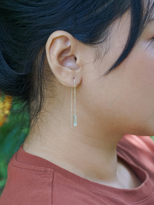 Crystal Aquamarine Threader Earrings