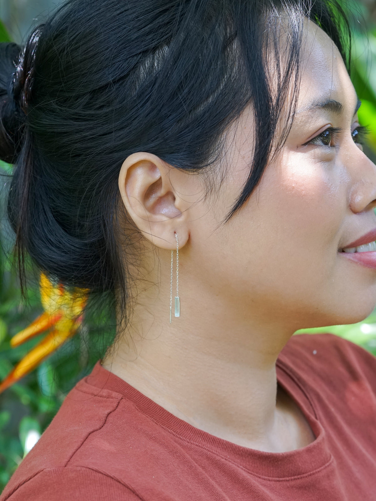 Crystal Aquamarine Threader Earrings