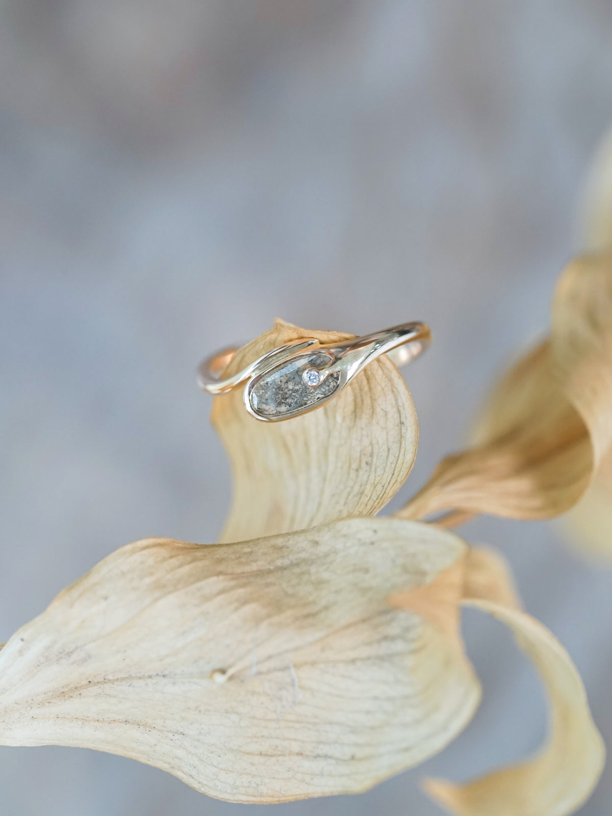 Curved Diamond Slice Ring in Rose Gold - Gardens of the Sun | Ethical Jewelry