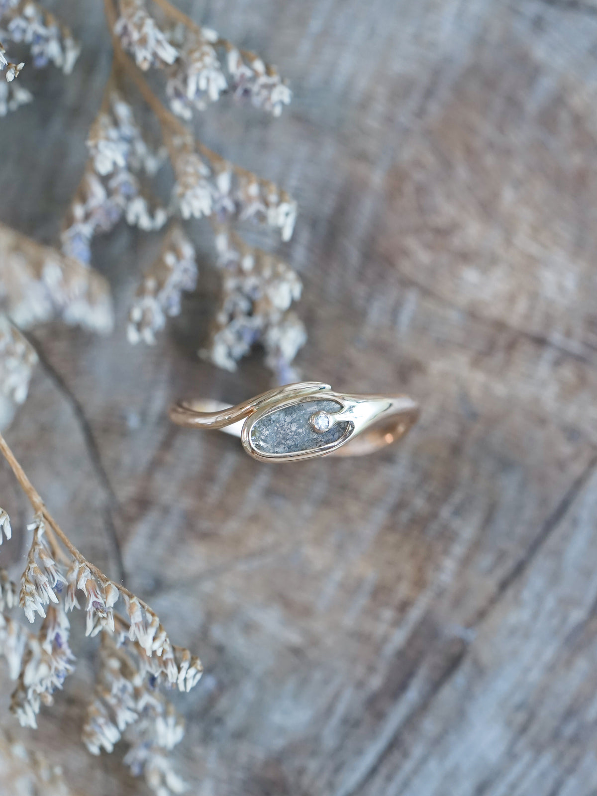 Curved Diamond Slice Ring in Rose Gold - Gardens of the Sun | Ethical Jewelry