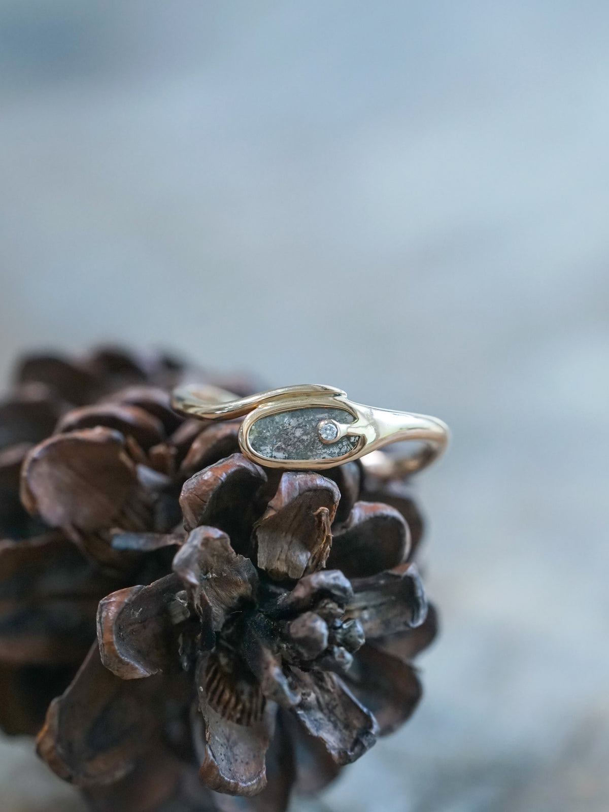 Curved Diamond Slice Ring in Rose Gold - Gardens of the Sun | Ethical Jewelry