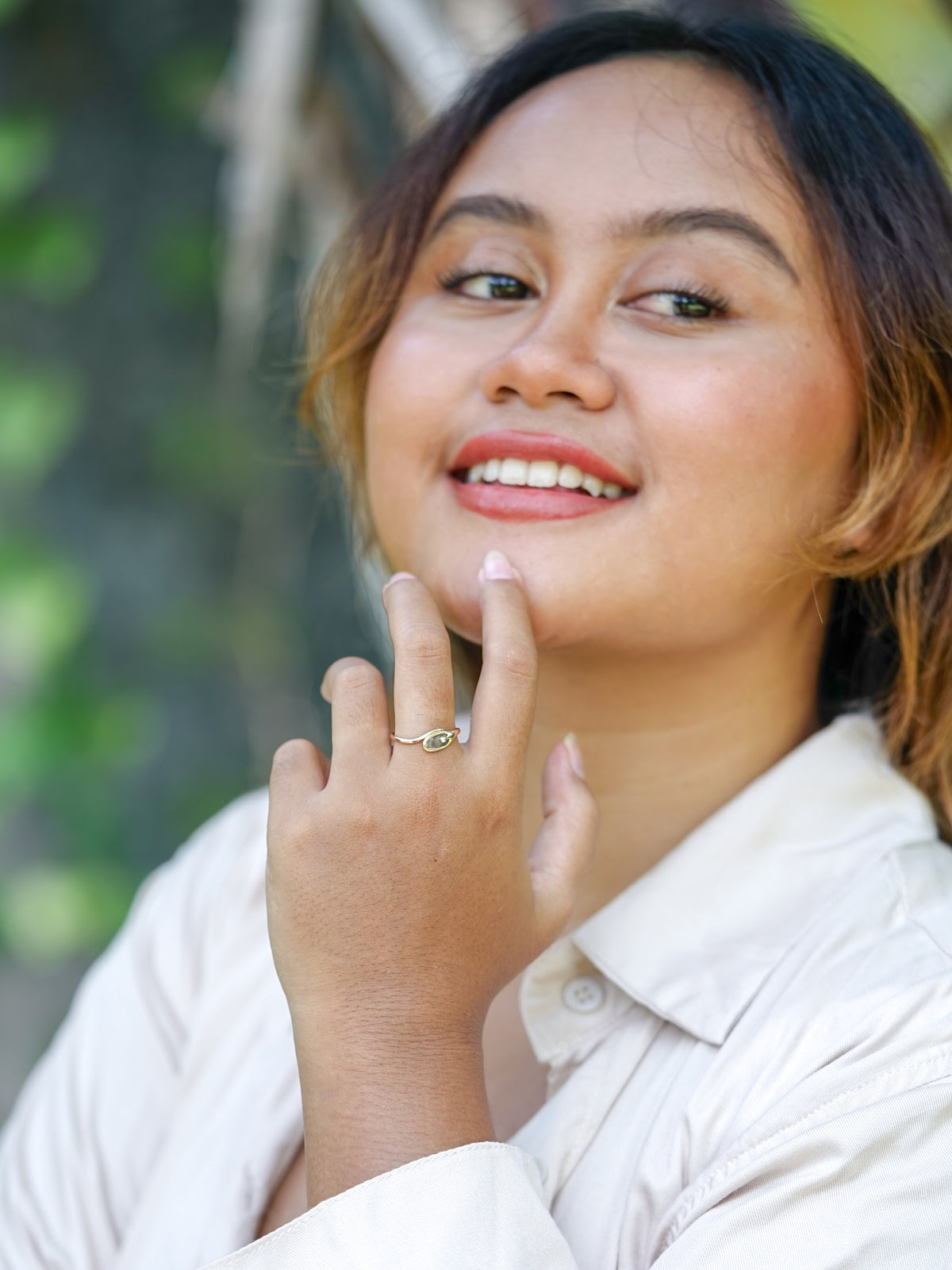 Curved Diamond Slice Ring in Rose Gold - Gardens of the Sun | Ethical Jewelry