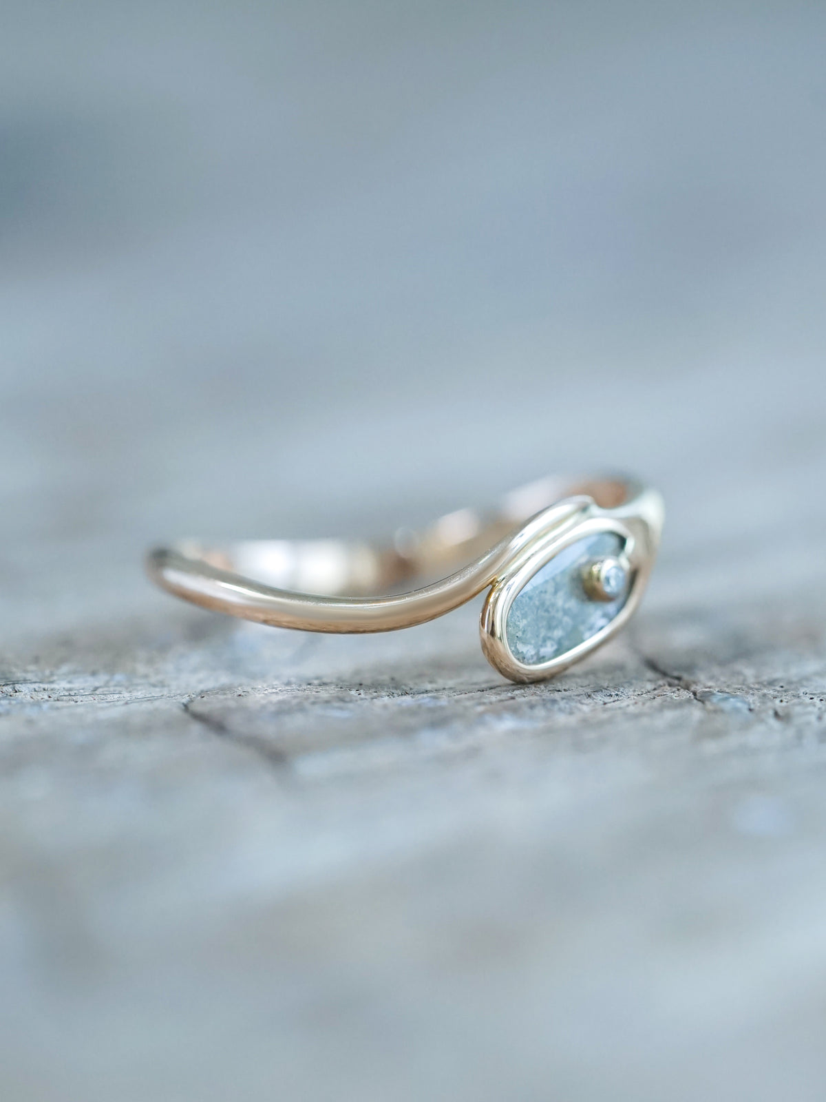 Curved Diamond Slice Ring in Rose Gold - Gardens of the Sun | Ethical Jewelry
